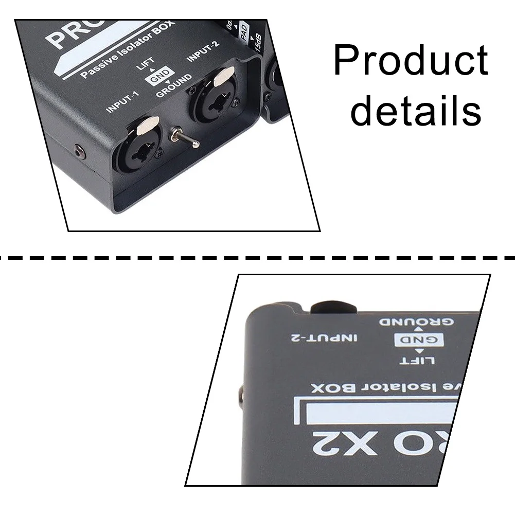 2 Channel Audio Ground Loop Isolator Noise Filter With 6.5mm XLR For  Mixer Live Streaming Sound System For Eliminator Tool