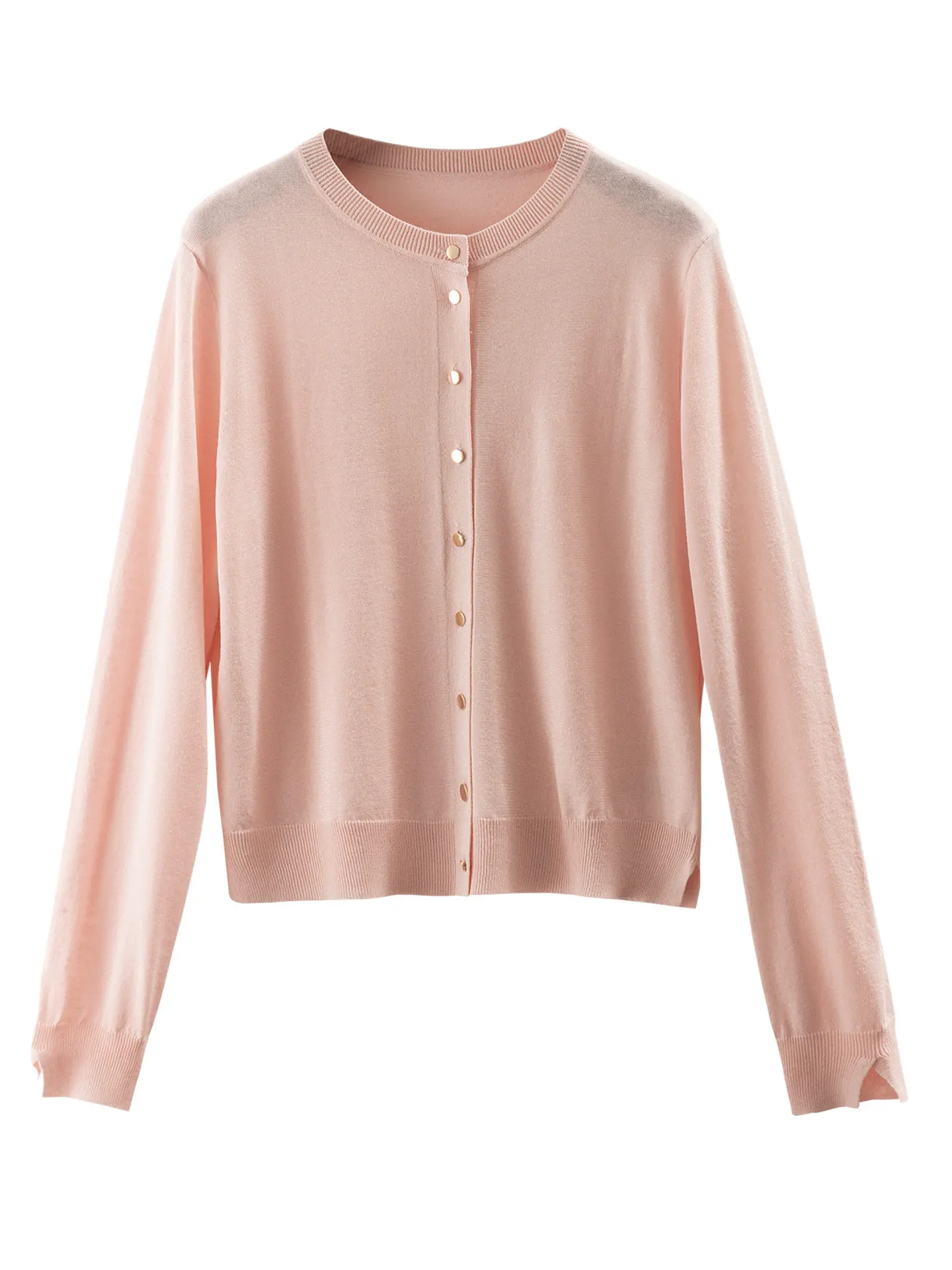 

Light Luxury and Exquisite Lyocell Linen Simple Round Neck Knitted Cardigan Women 31G7 Korean Fashion