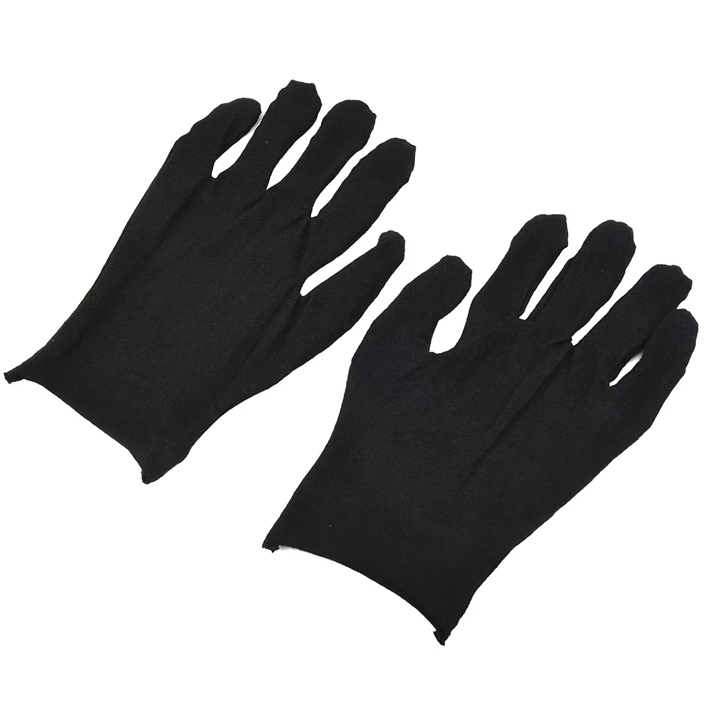 12Pairs Black Cotton Gloves Soft Large Sensitive Cleaning Dry Moisturizing Hand Protection Household Protective Gloves Kitchens