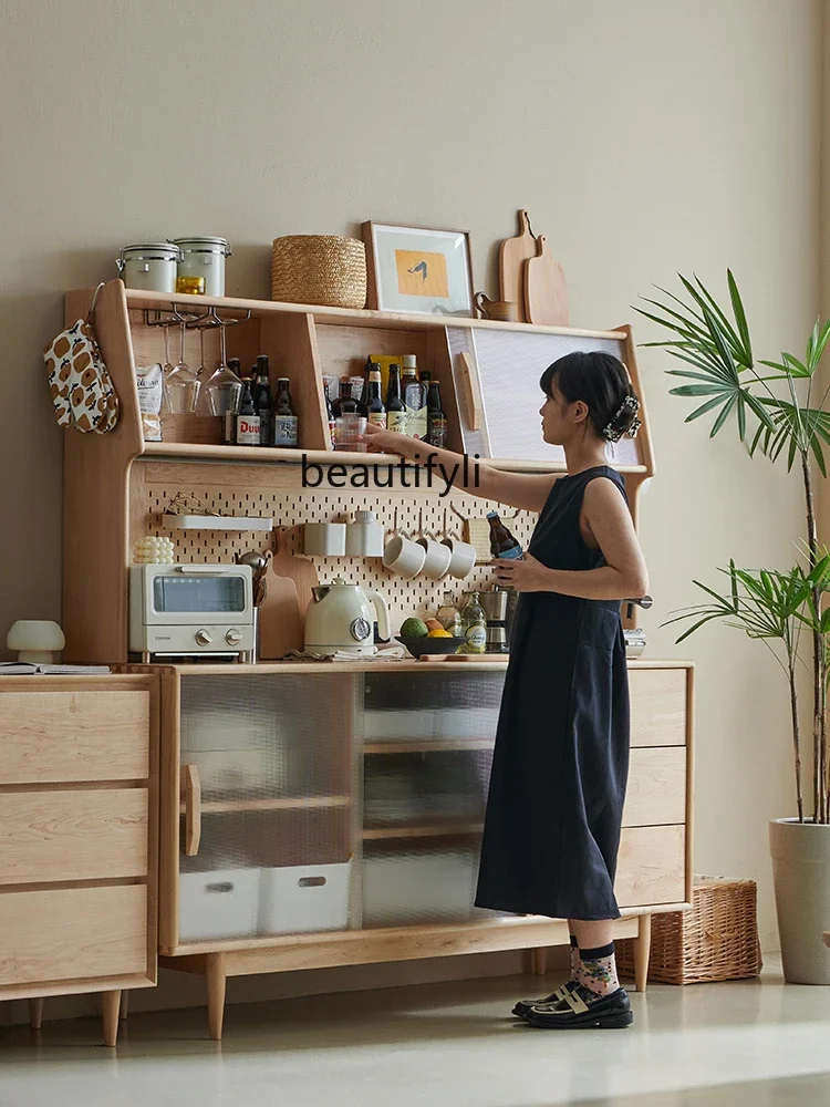 

ss K178 Dining side cabinet Solid wood Japanese integrated living room Household tea and wine cabinet