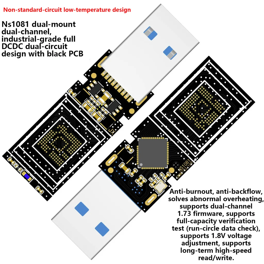 USB 3.0 DIY Bare PCB Board NS1081 Dual-Power-Schaltung 161,98 MB/s Max. Leseleistung, kompatibel mit EMMC153/169 für stabile Hochgeschwindigkeitsnutzung – Detail 7