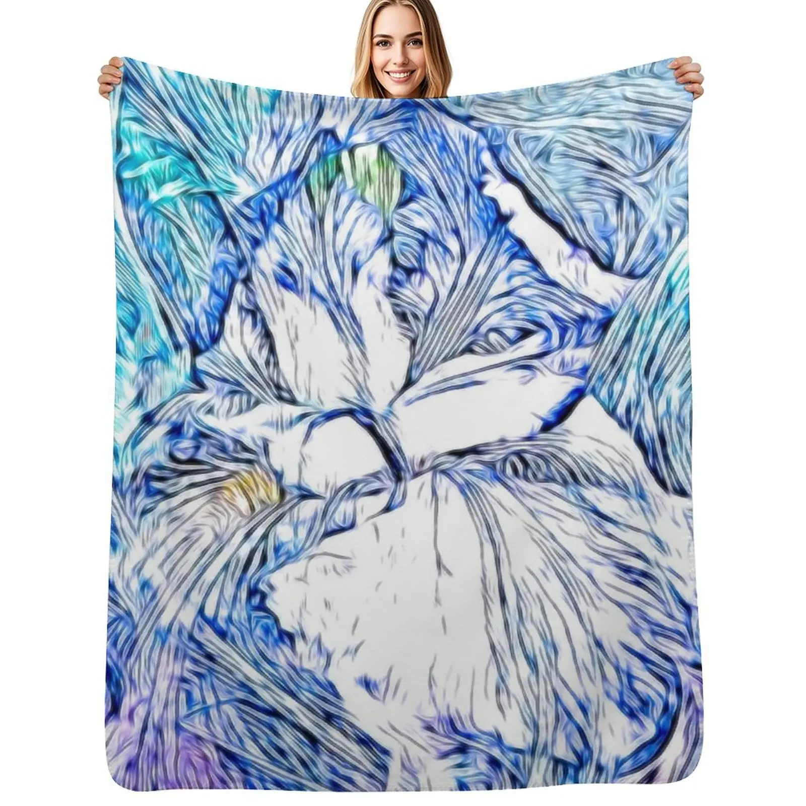 

The Iris In Abstract Art Throw Blanket Soft Warm Blanket Gift for Men Women Adults