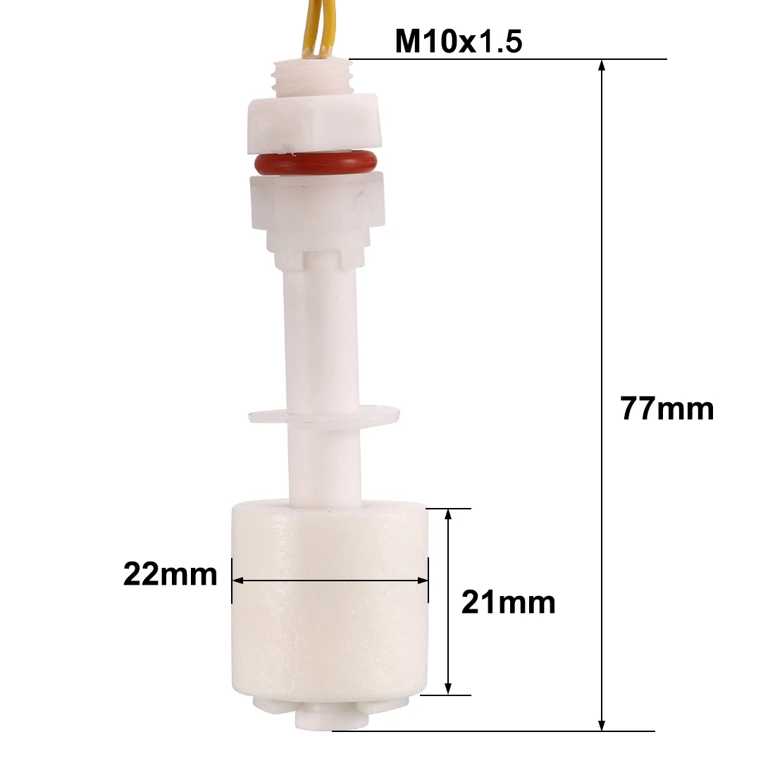 2 Stuks Pp Float Schakelaar M10 77Mm Fish Tank Verticale Vloeistof Waterniveau Sensor Plastic Wit Zp6210 Vlotter Schakelaar