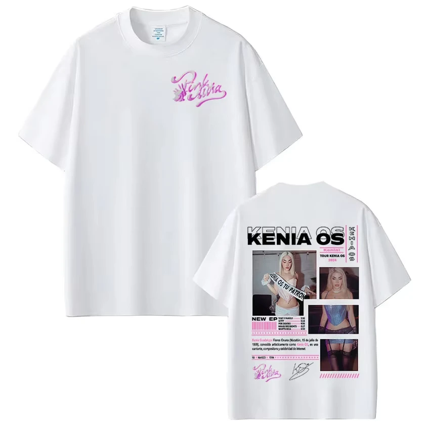 Singer Kenia Os Pink Aura Tour Album Merch Graphic T Shirt Men Women Retro Aesthetic T-Shirts Casual Oversized Short Sleeve Tees