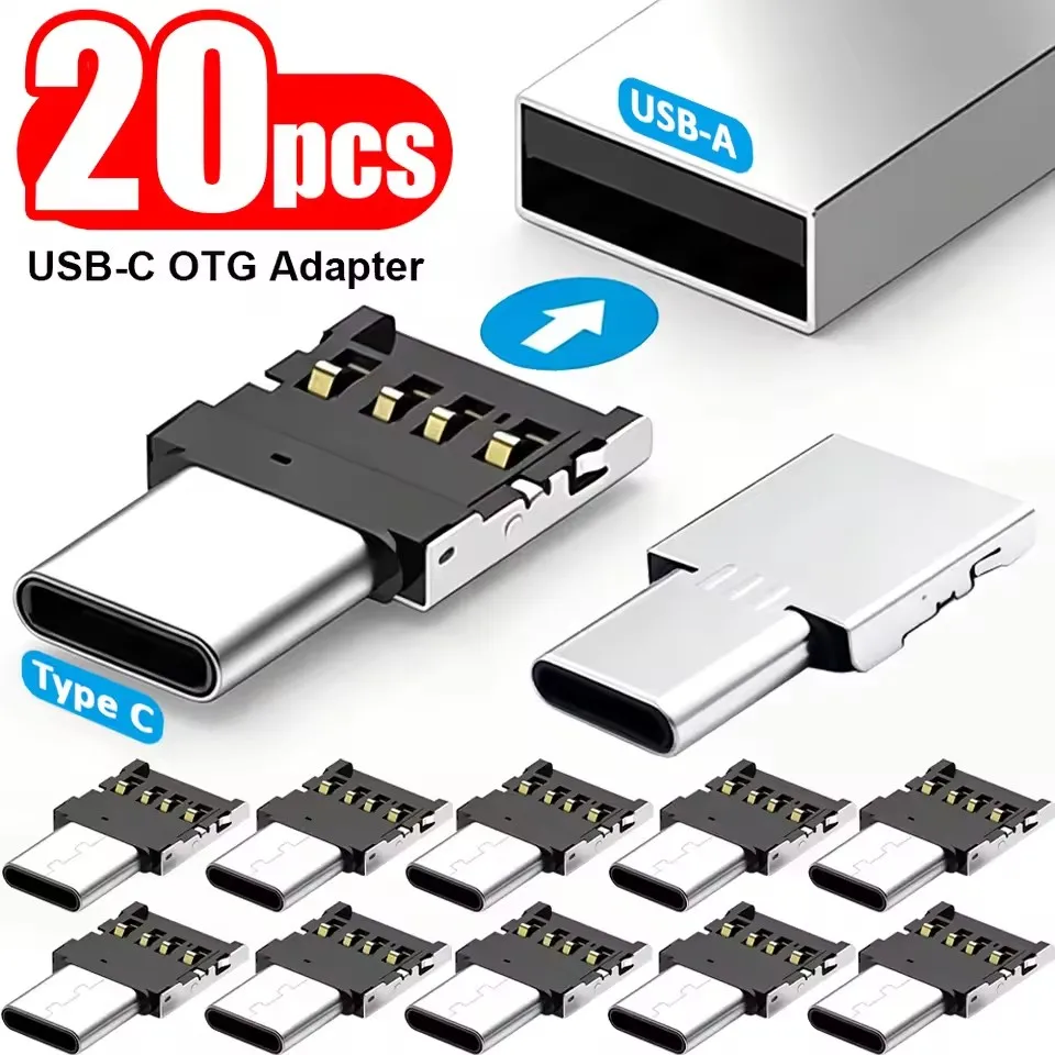 20/10/5/1PCS USB-C OTG Adapter Type C Male To USB 2.0 Female Mini Size Connector Data Transfer Adapter for Phone Tablet Laptop