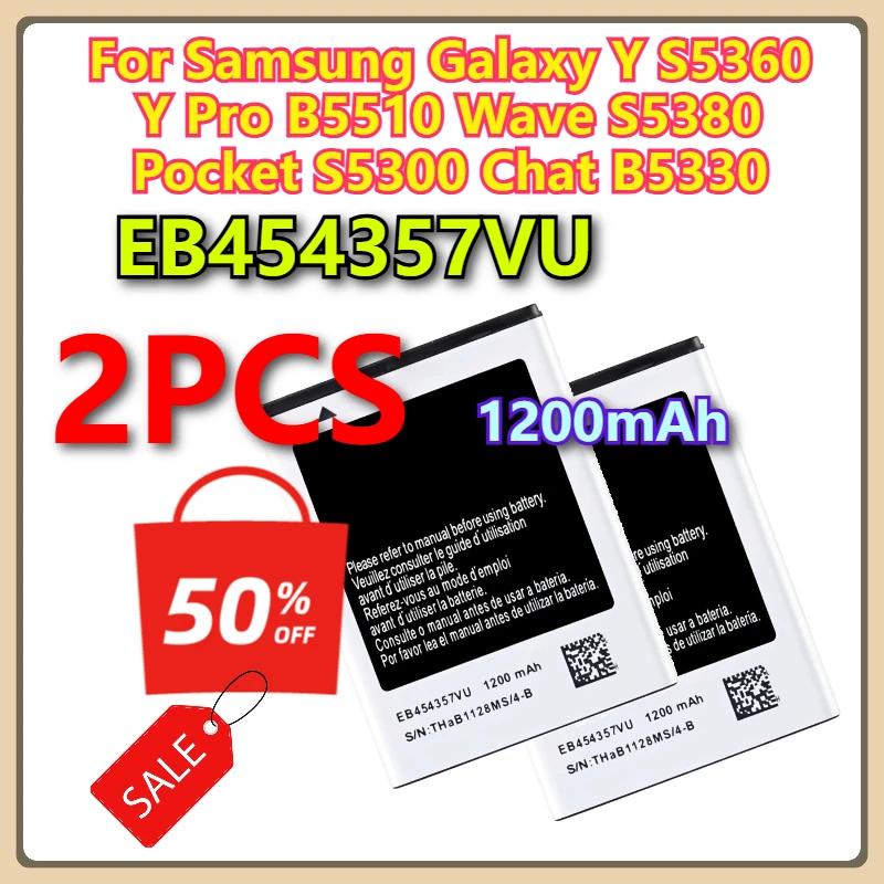 

EB454357VU 1200 мАч Совершенно новый аккумулятор для мобильного телефона для Samsung Galaxy Y S5360 Y Pro B5510 Wave S5380 Pocket S5300 Chat B5330