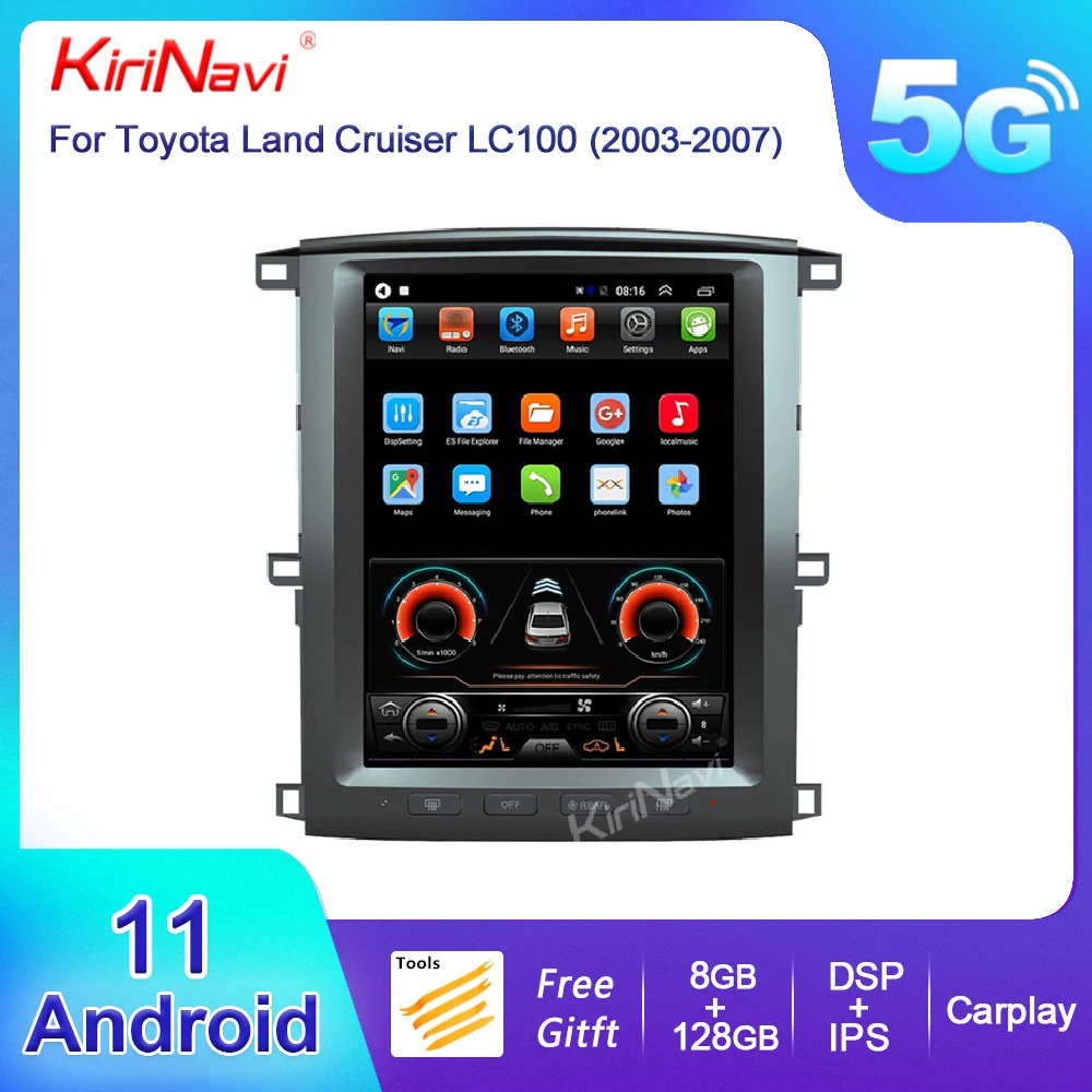 

KiriNavi Vertical Screen Tesla Style Android 13 Car Radio For Toyota Land Cruiser LC100 LX470 2003-2007 Auto GPS Navigation DVD