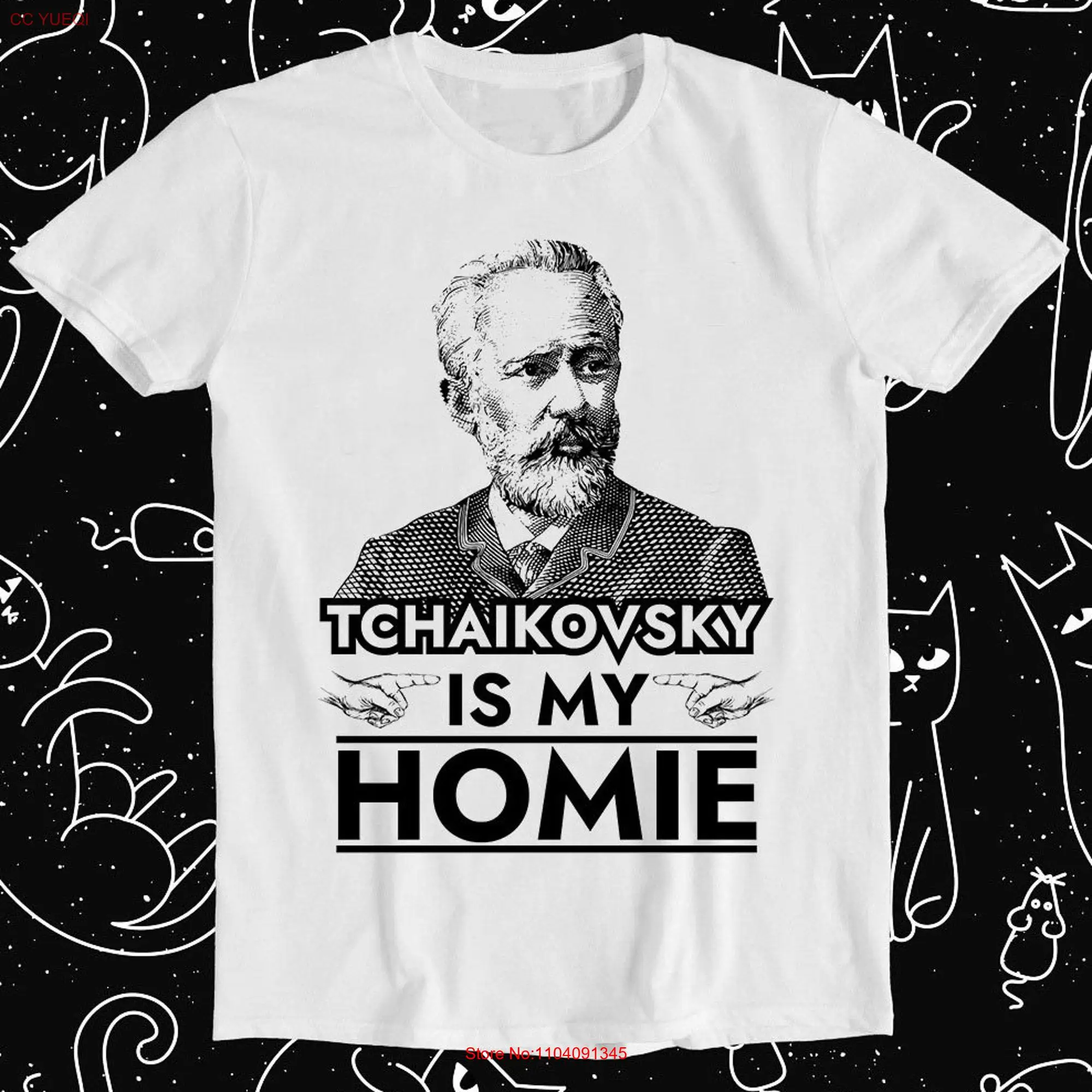 Tchaikovsky is My Homie Classical Music Composer Retro Funny Meme T Shirt 1215 long or short sleeves