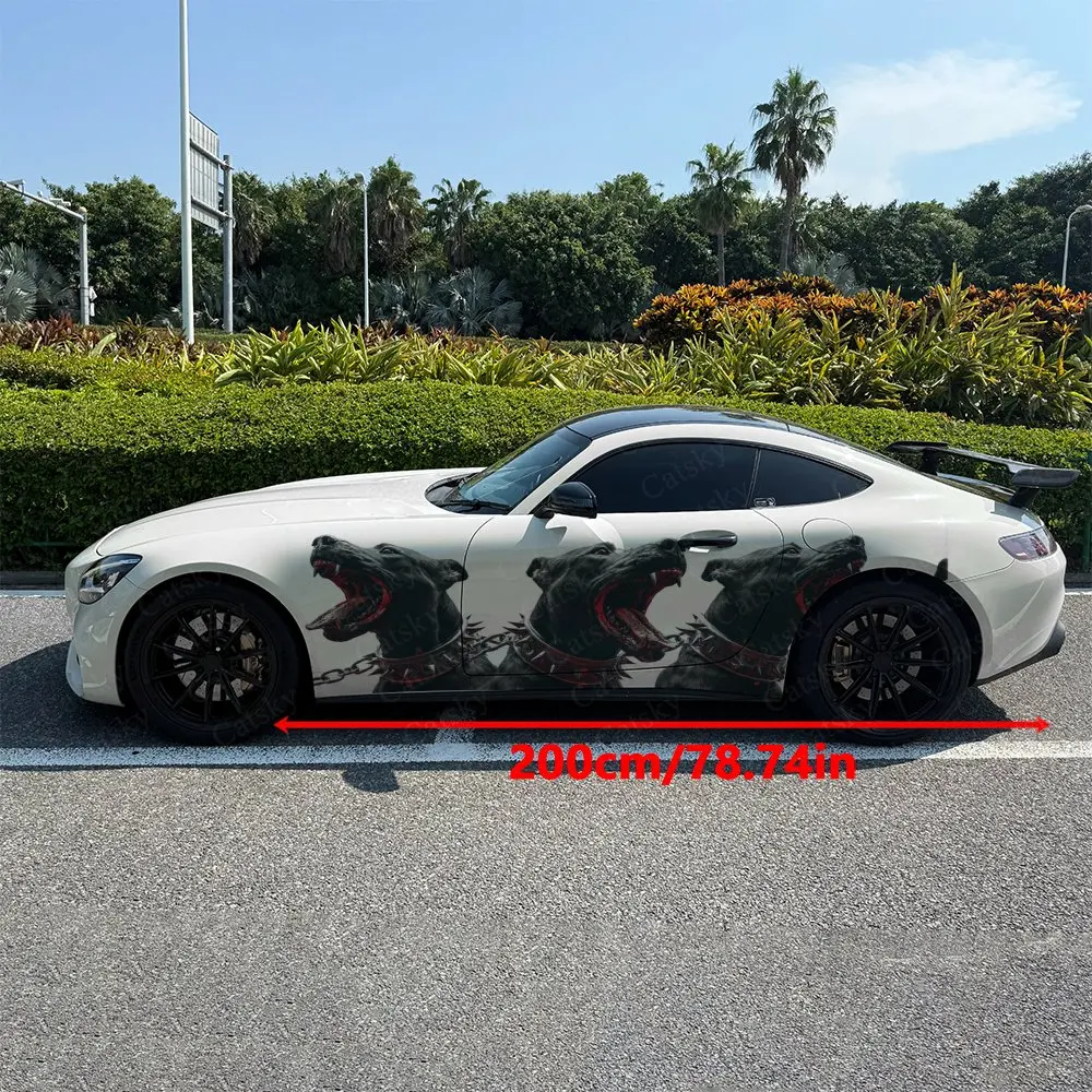 2pcs Fierce Barking Dog Rivet Collar Car Side Wrap, Self-Adhesive PVC Waterproof & Scratch-Resistant Sticker, Car Accessory Gift