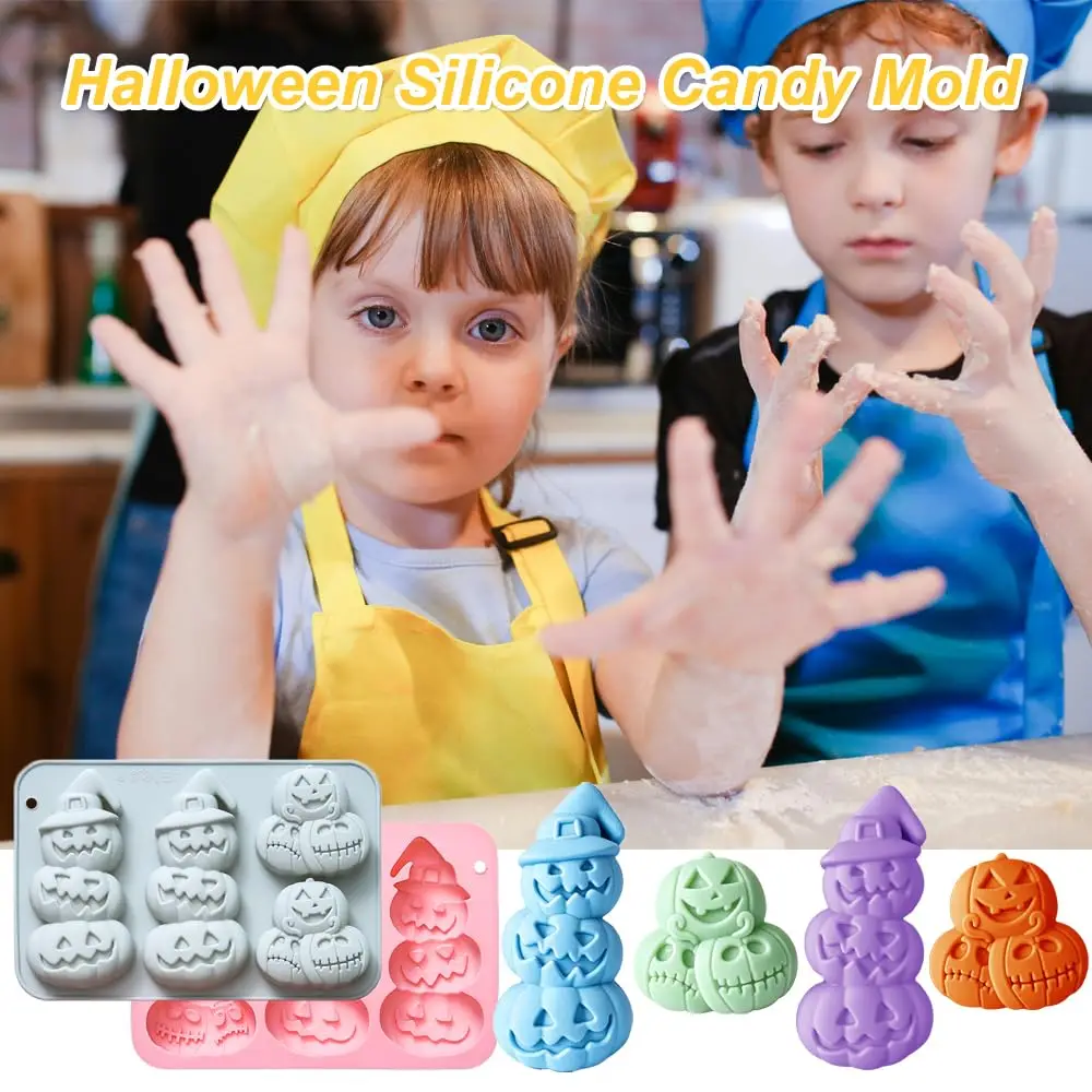 Kürbis-Silikonform für Halloween-Schokolade und Süßigkeiten, Kürbisförmige Backform für Halloween, Gelee, Eiswürfel, Kekse – Detail 3