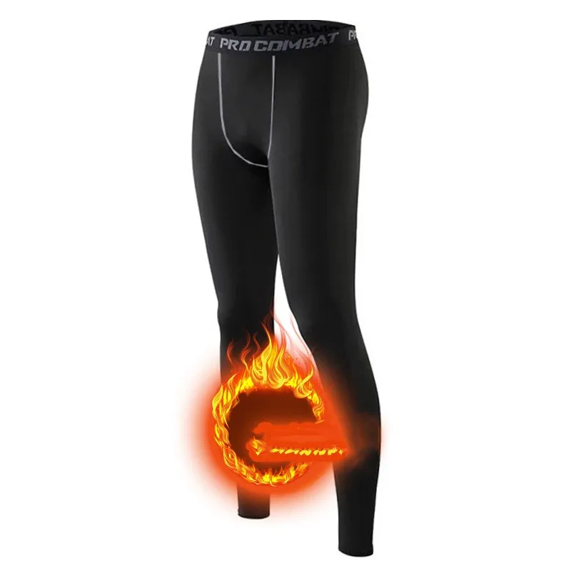 Compression Leggings Men Sports Running Tights Autumn Winter Thermal Fleece Fitness Training Jogging Pants Male Sportswear