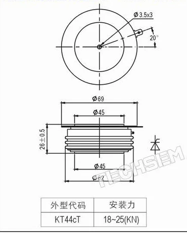 Taiji TECHSEM Y45KKE KK800A1600V-1800V فرن كهربائي متوسط التردد ثايرستور سريع جديد