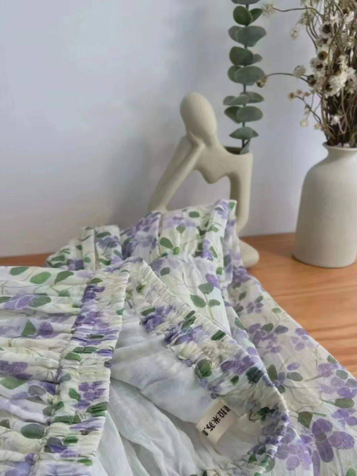 Jupe d'été en coton et lin pour femmes, taille haute, amincissante, longueur Midi, drapée, ligne a, jupe parapluie, imprimé Floral