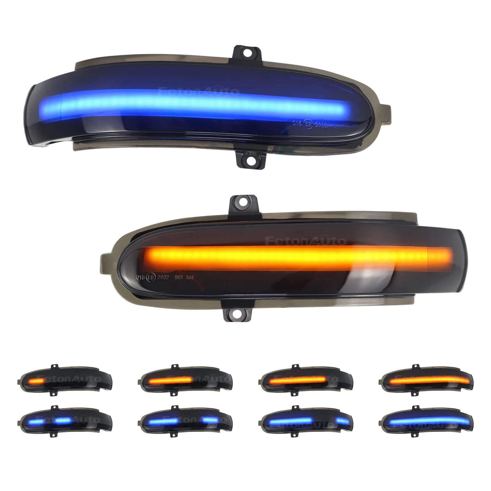 2pcs Dynamic Amber Blue LED Side Mirror Sequential Turn Signal Lights For Mercedes Benz C Class W203 2000 - 2007 S203 CL203