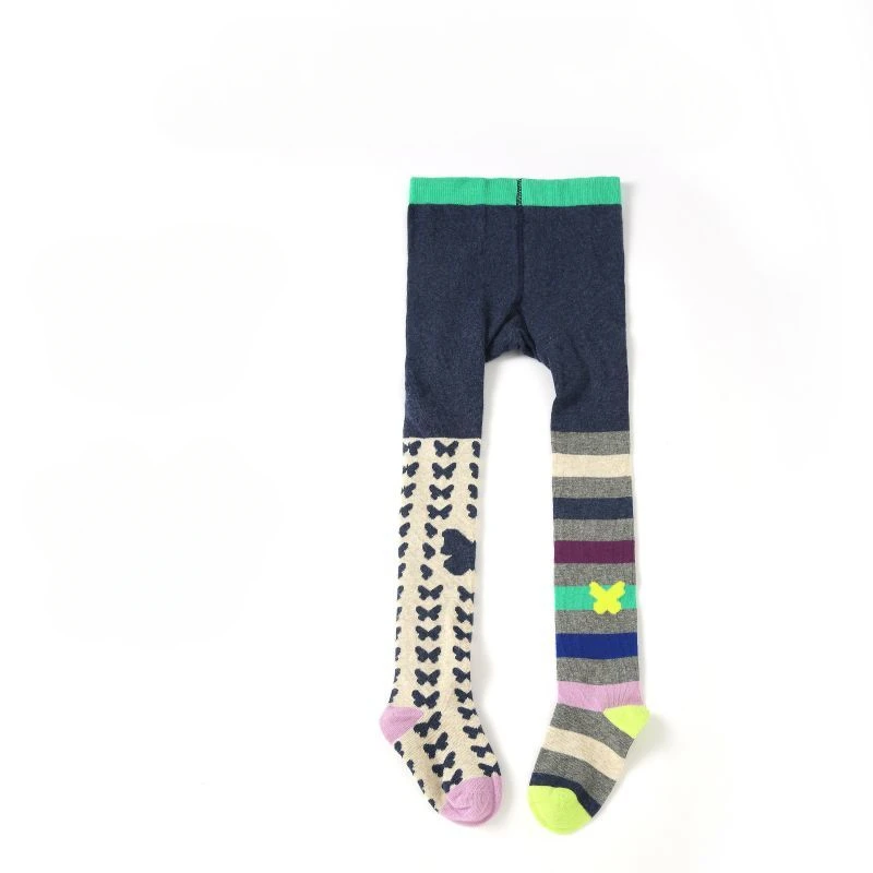 Kids Girls Striped Rainbow Stockings 2024 New Arrival Teenage Girls Cute Butterfly Print Panty Hose Autumn Winter Cotton Tights
