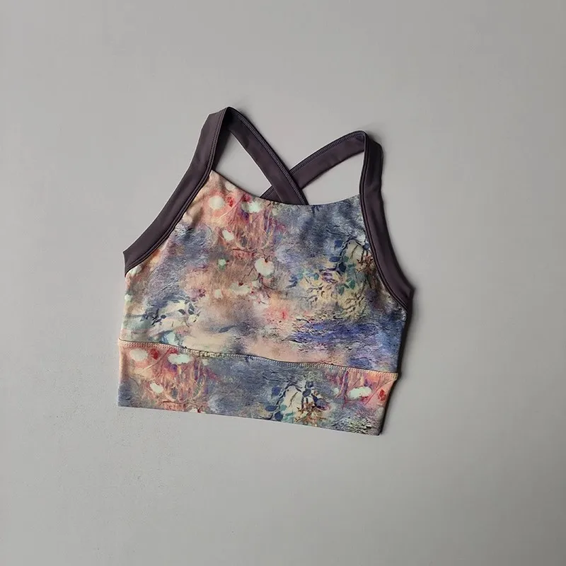Damen-Sport-BH mit Druckmuster, Kreuzgurt-Sport-BH, Push-Up-Yoga-Gym-Crop-Top, Fitness-Tube-Top, atmungsaktiver Beauty-Back-BH – Detail 8