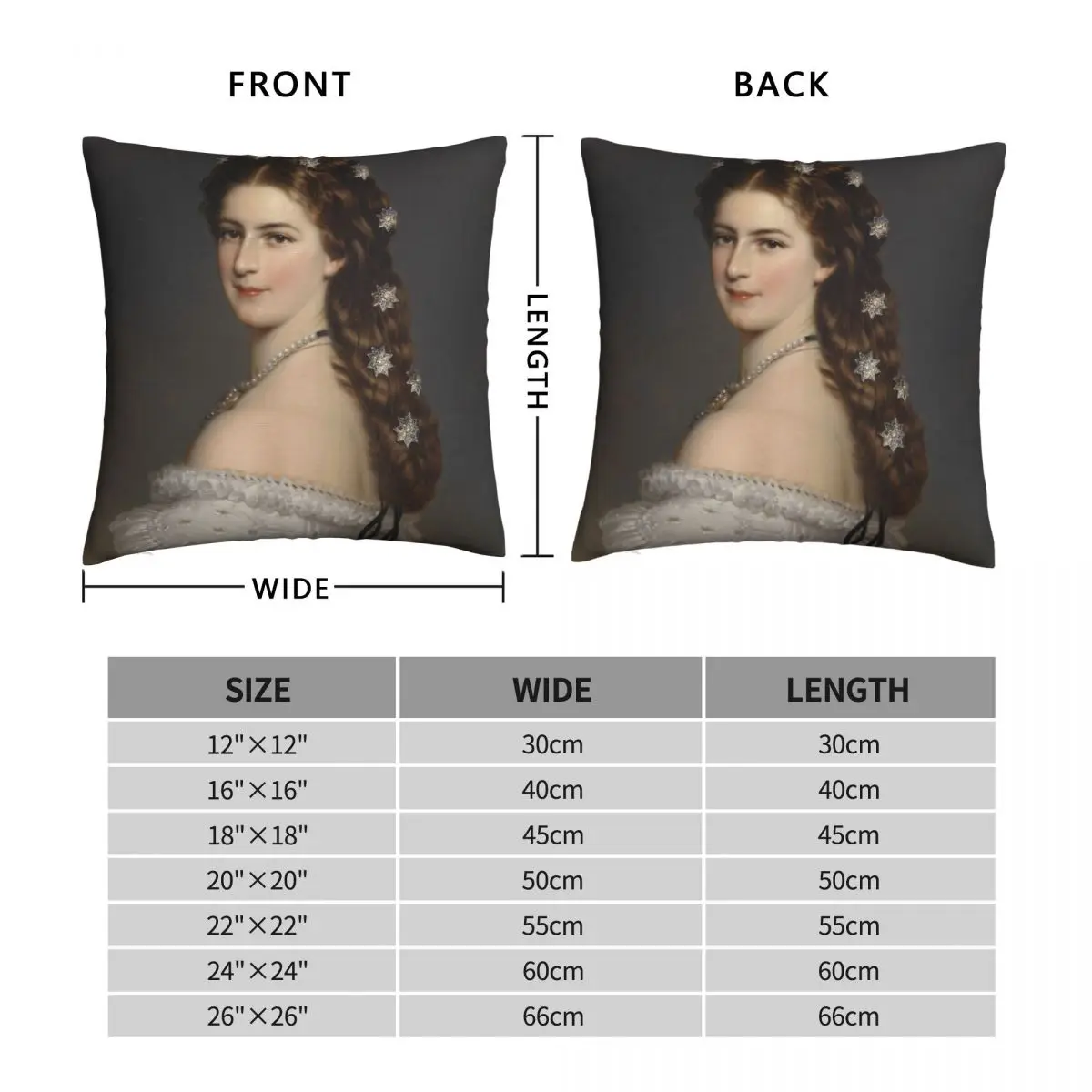 Franz Xaver Winterhalter Sissi Square Pillowcase Polyester Linen Velvet Printed Zip Decor Pillow Case Sofa Seater Cushion Cover