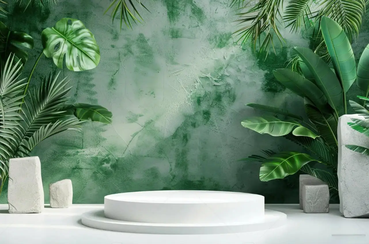 Customized Size Wallpaper Southeast Asian Rainforest Plant Leaf Mural Living Room Bedroom Turtle Back Leaf Decorative Painting