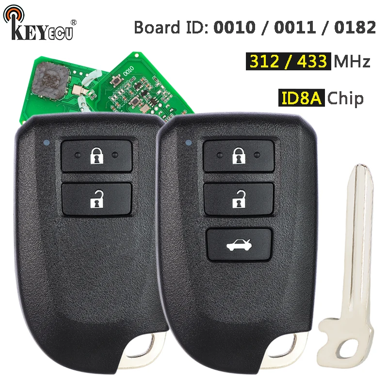 

Автомобильный дистанционный брелок KEYECU для Toyota Yaris L Vios, 2/3 кнопки 0010 0011 0182 312/314 433/434 МГц 8A чип BS1EW BS2ET Smart Key