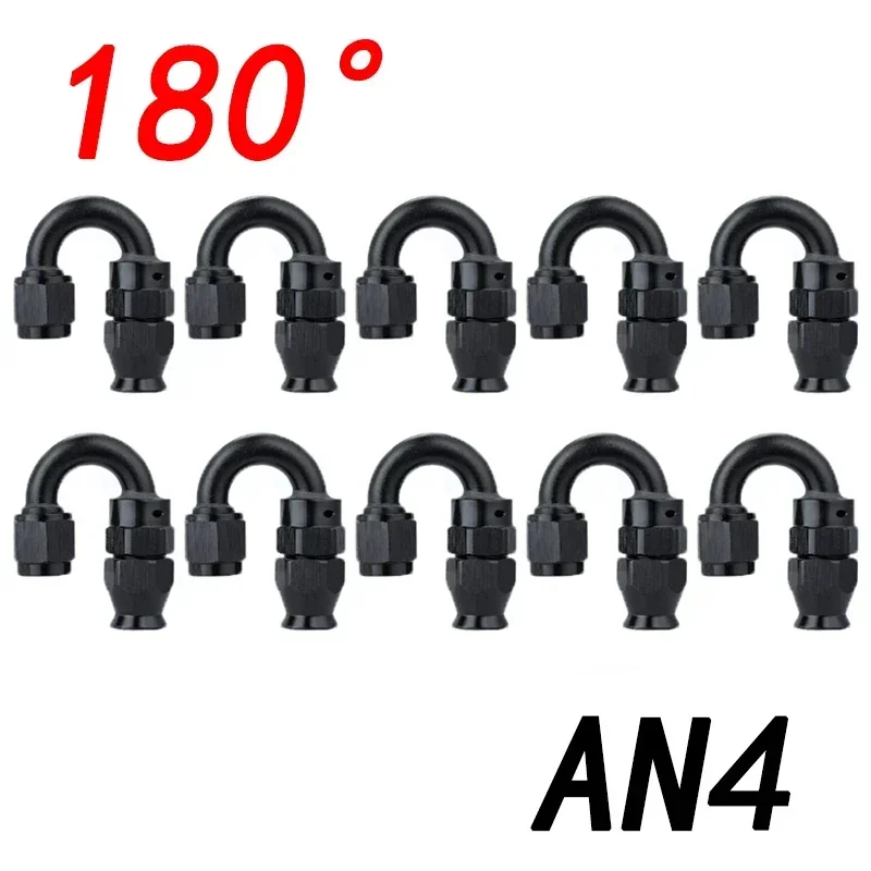 10x Universele Rechte 0 45 90 180 Graden AN3 AN4 AN6 AN8 AN10 AN12 Slanguiteinde Fitting Slang Adapter Voor Swivel PTFE Olie Brandstofleiding