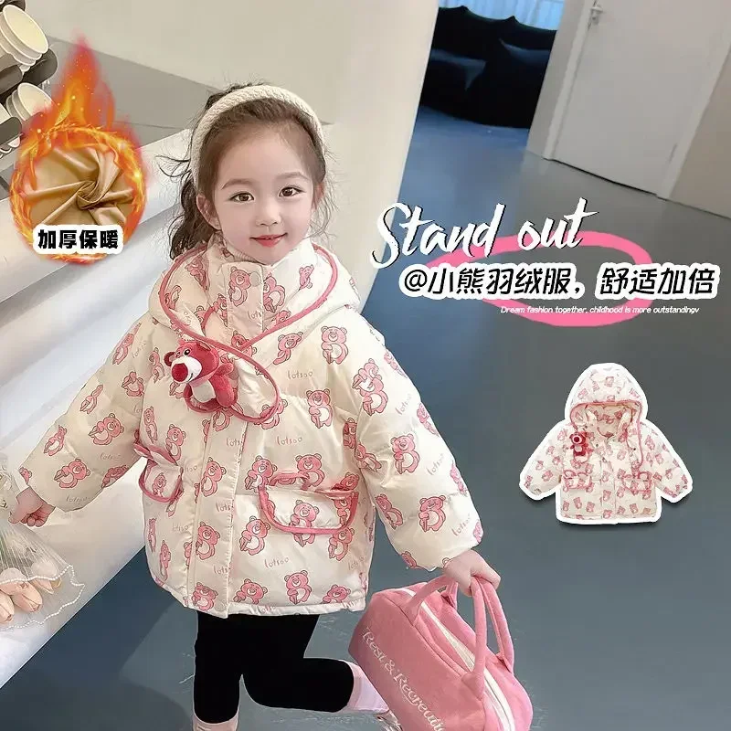 Girly Heart Kuromi Anime MINISO Warm Jacket Winter Cute Cartoon Kawaii Lotso Children Cotton Padded Coat Gifts for Kids