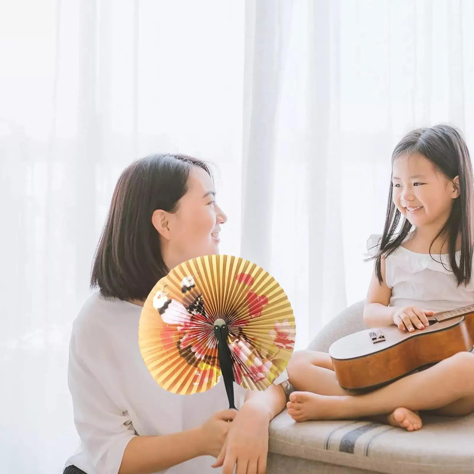 Retro  Printed Small Round Paper Fan  Chinese Style Folding Hand Fan  Female Handheld Fan  Decorative Gift