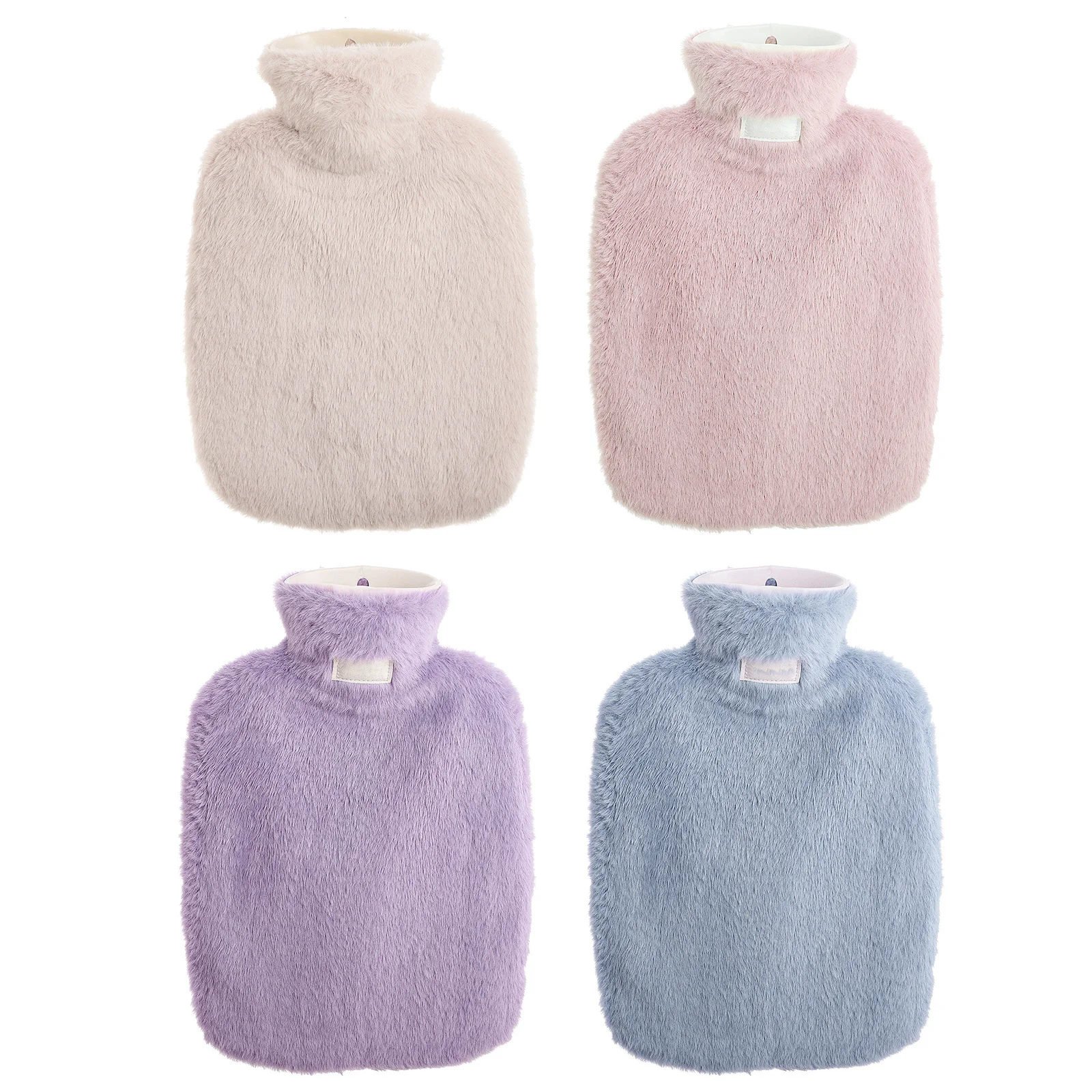 

2L Hand Warmer with Faux Fur Plush Cover Classic Water-Filled Hot Water Bag for Pain Relief Comfortable Night