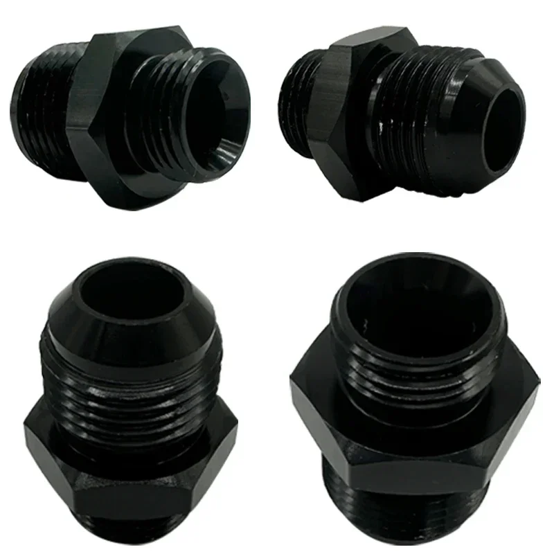 4X adaptador macho de ajuste de manguera de línea de combustible ORB-6 ORB-8 ORB-10 ORB-12 junta tórica Boss a 6AN 8AN 10AN 12AN conector de llamarada de aluminio negro