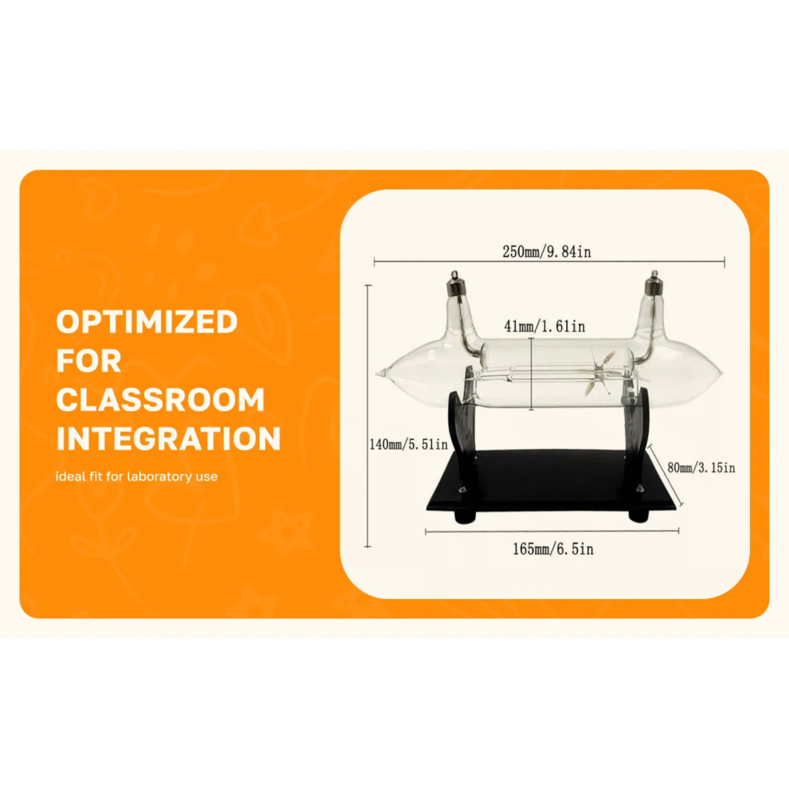 Equipamento de ensino de física tubo de raio cátodo efeito magnético mecanismo de vidro relógio de tubo para aprendizagem de estudantes