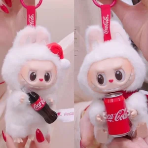 Yeni, hakiki, canavarlar, coca-cola serisi vinil yüz bebek labubu action figure anahtarlık kolye dekorasyon, masa, hediyeler, noel En çok satılan 12 coca-cola anahtarlık-2 numara