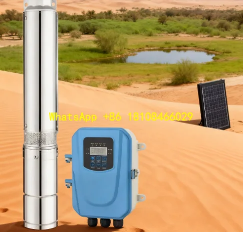 Caudal de bomba solar antiarena: 4,5 m3/h Profundidad de cabeza/pozo: 288 m Durable para suministro de agua de estación de trabajo de campo petróleo desierto