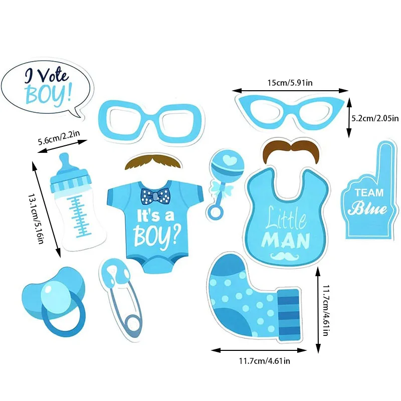 30 Pieces Boy or Girl Baby Photo Booth Props Gender Reveal Baby Shower Birthday Party Supplies