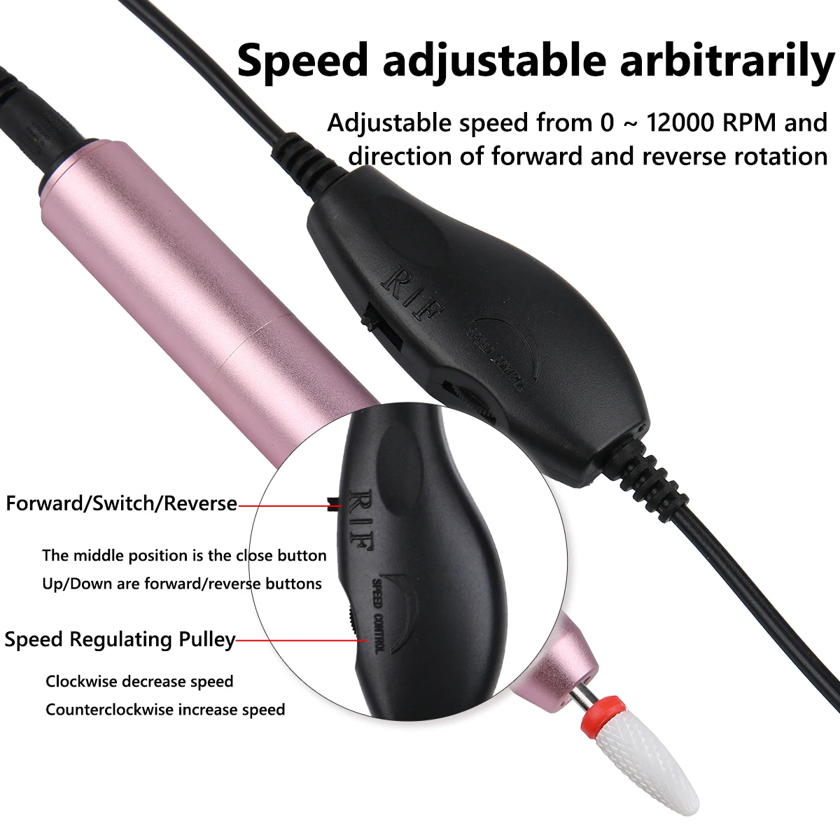 12000RPM Wire Nail Drill Polishing Pen USB Interface Rechargeable Nail Drill Machine Set Portable Manicure Drill Salon Tool