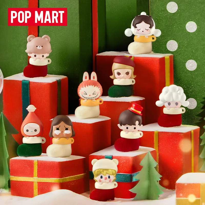 Popmart Bubble Cute Granules Cute Christmas Socks Anime Decoration Doll Christmas Gift Box Toy Gift For Fans