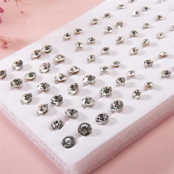 36Pair Mixed Size White Color Crystal Stud Earrings Set Women Girls Small Plastic Geometric Rhinestone Earrings Set Jewelry Gift