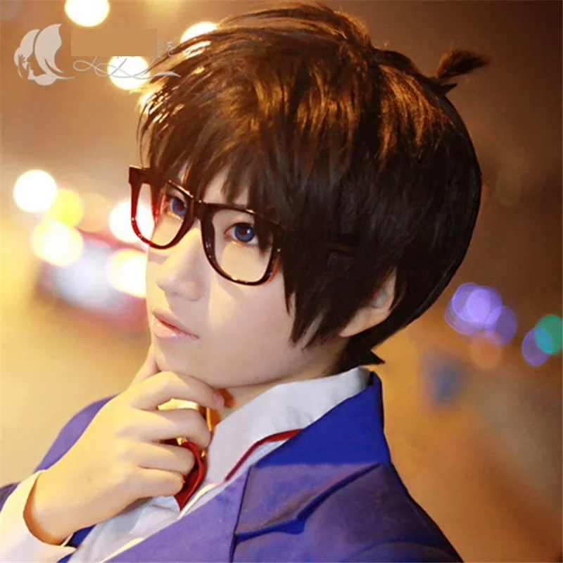 Anime detetive conan kudou shinichi cosplay peruca halloween role play traje festa cabelo