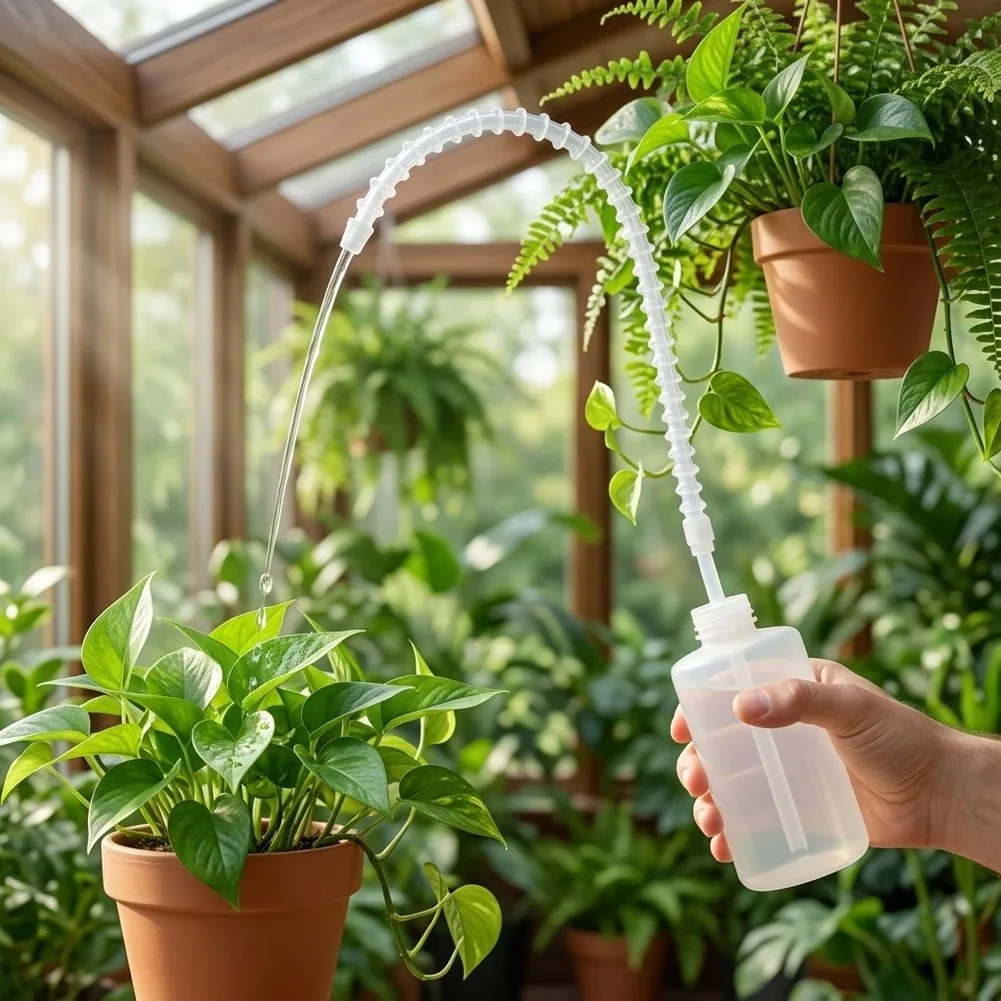 500ml Plastic Squeeze Bottle for Hanging Plants Featuring 19.6In Precision Nozzle Designed for Indoor Vertical Gardening