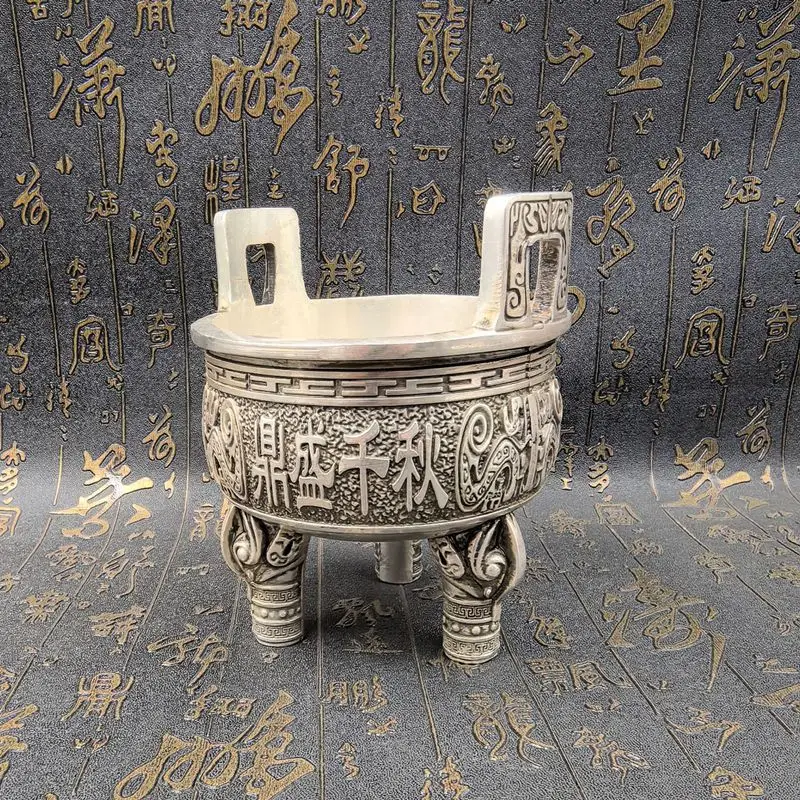 Antique-style three-legged incense burner, a timeless masterpiece, round altar, office opening gift, craft ornament