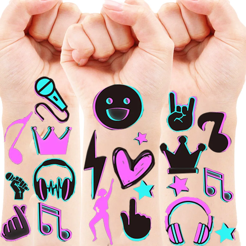 80s 90s Music Theme Party Supplies Include Bracelets Keychains Stickers Gift Non-Woven Bag Kids Birthday Party Supplies