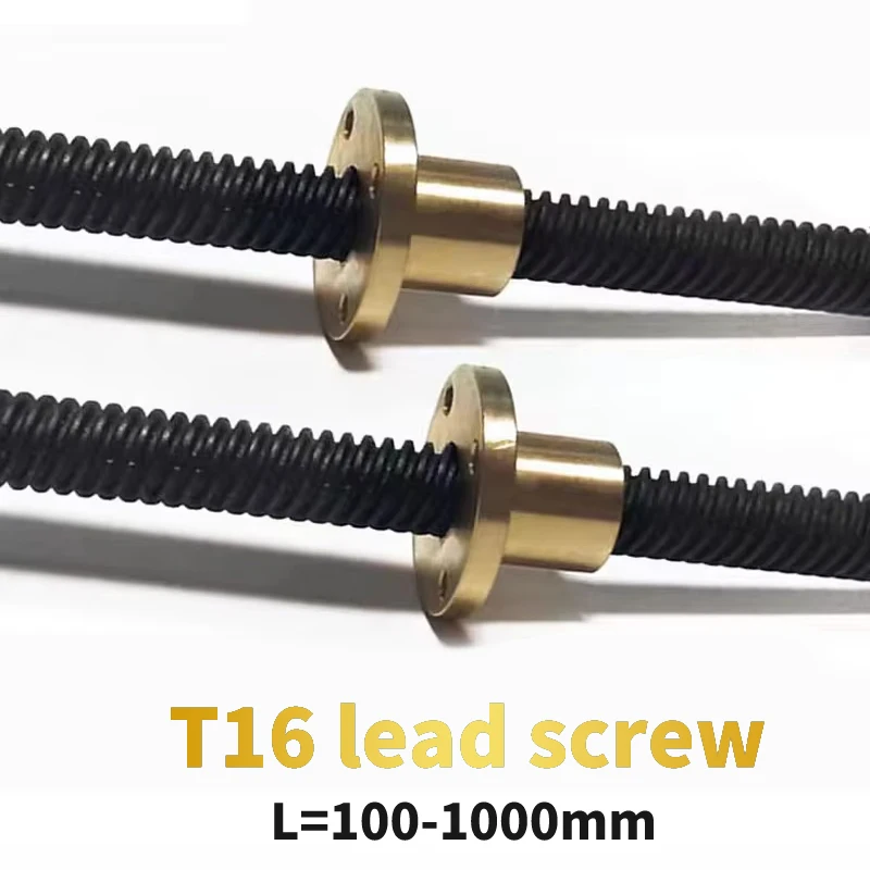 

1PC T16 Lead Screw Pitch 4mm Lead 4mm 45# steel 100/200/300/400/500/550/600mm with Brass nut CNC 3D Printer Trapezoidal Rod