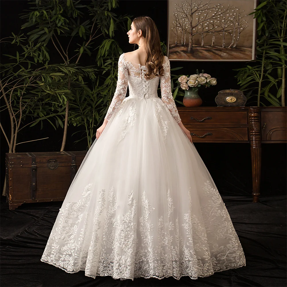 Vestidos de casamento clássicos para mulheres, D50, camadas, Ruched, Apliques, colher, formal, noivas, nupcial, 2023