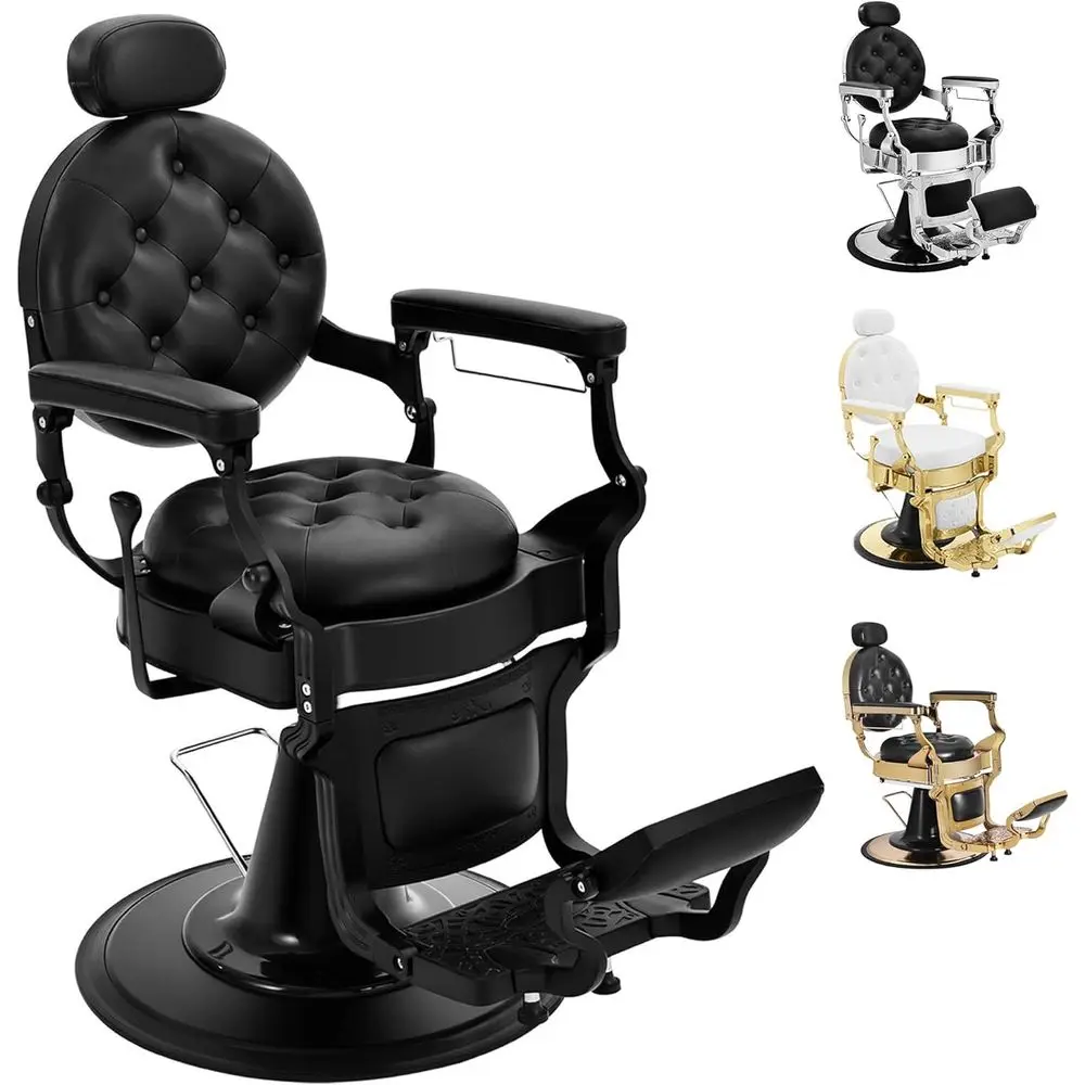 

Sturdy Hydraulic Reclining Barber Chair for Salons, Ideal for Haircuts, Shampoos, and Styling Sessions