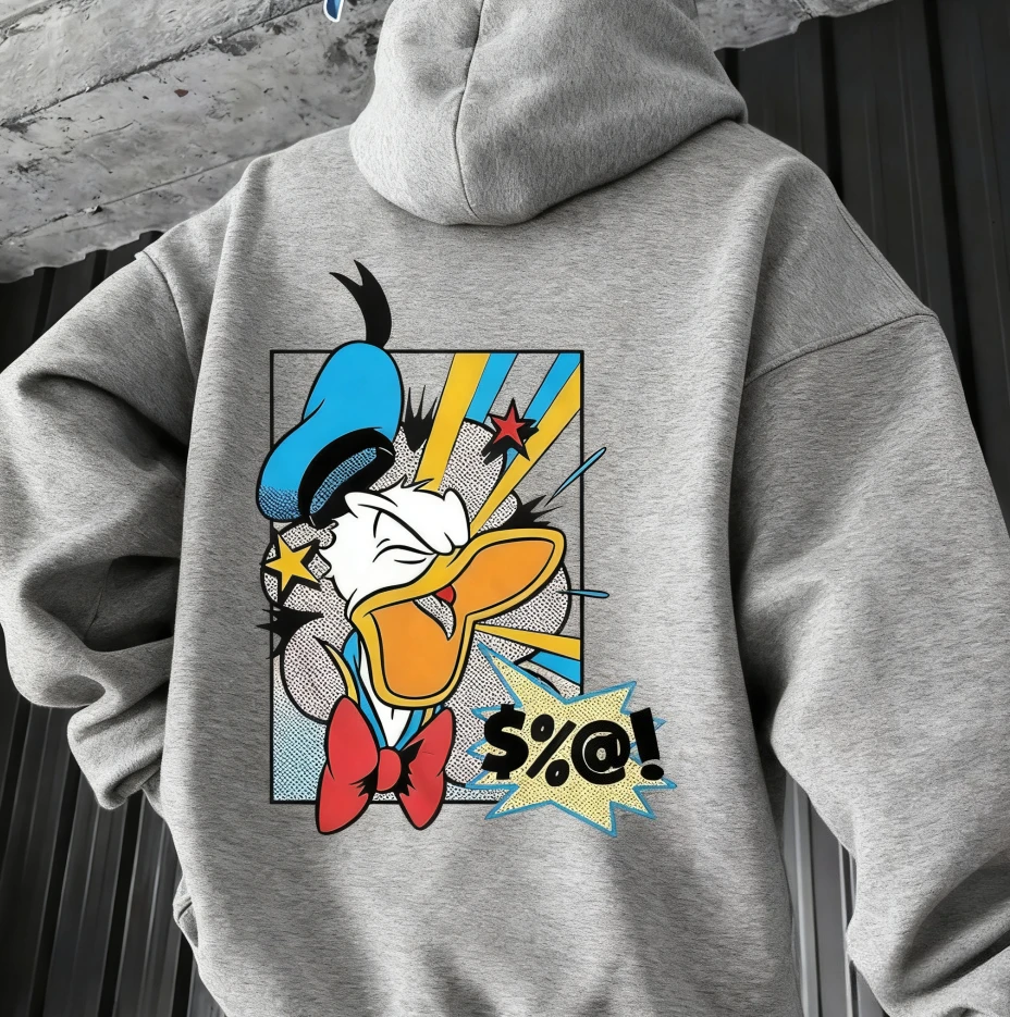 

Мужская толстовка с капюшоном Disney Donald Duck, осень-зима, повседневный пуловер унисекс, спортивный костюм, одежда с капюшоном, уличная одежда большого размера