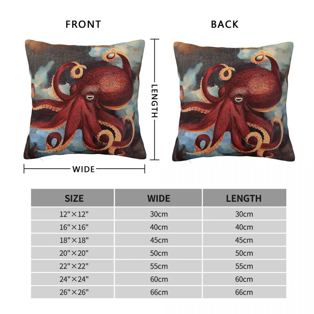 Red Octopus Dream Pillowcase Polyester Linen Velvet Printed Zip Decor Home Cushion Cover 18