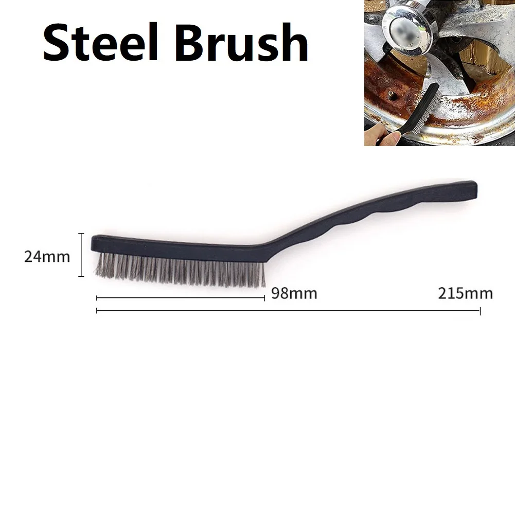 1pc Wire Brush Steel Brass Nylon Clean Polished Metal Rust Proof Tool Steel Brass Cleaning Polish Grinder Metal Rust Brush 9Inch