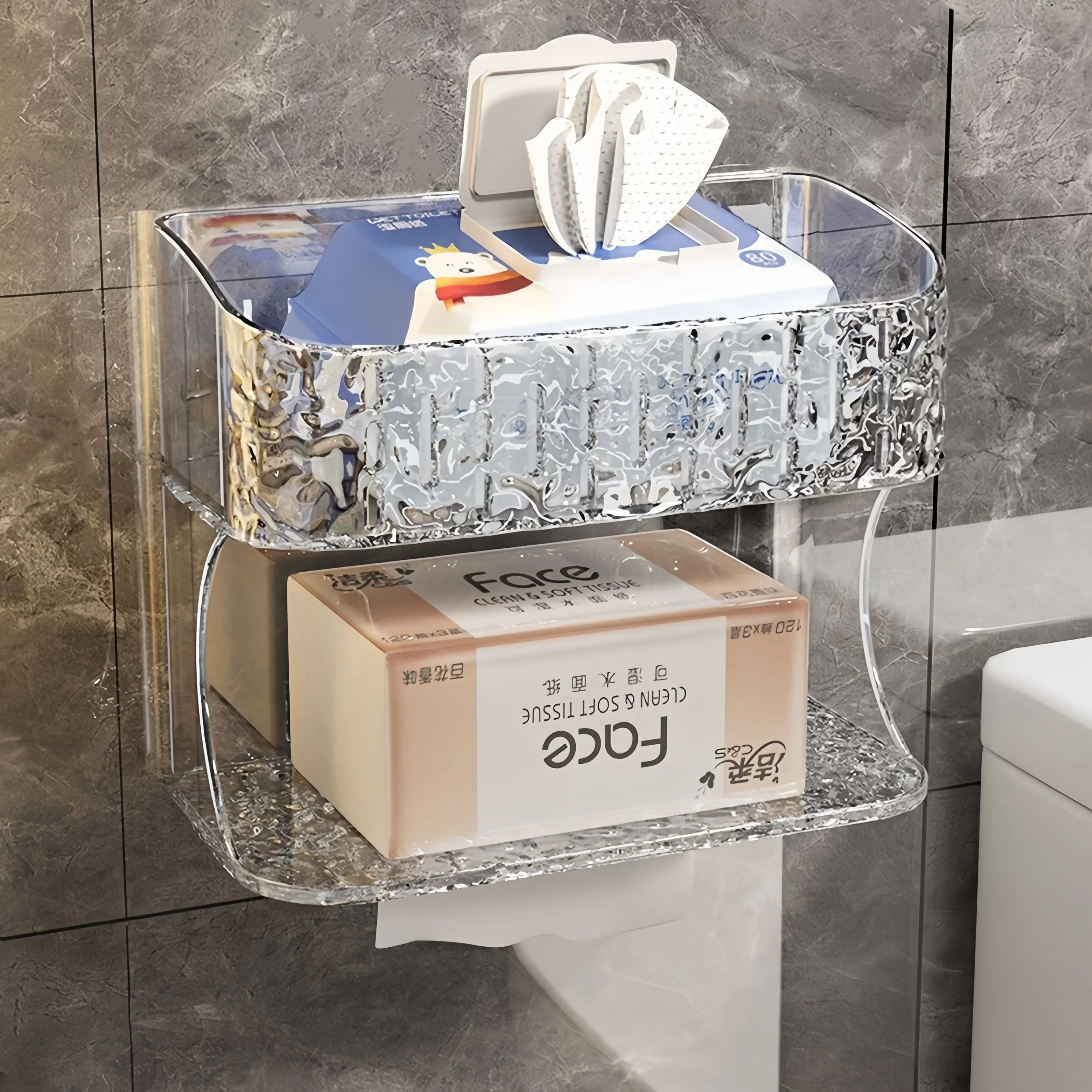 バスルームトイレサイドティッシュホルダーペーパータオルラック壁掛け式生理用ナプキン収納付きシンプルで爽やかな北欧スタイル