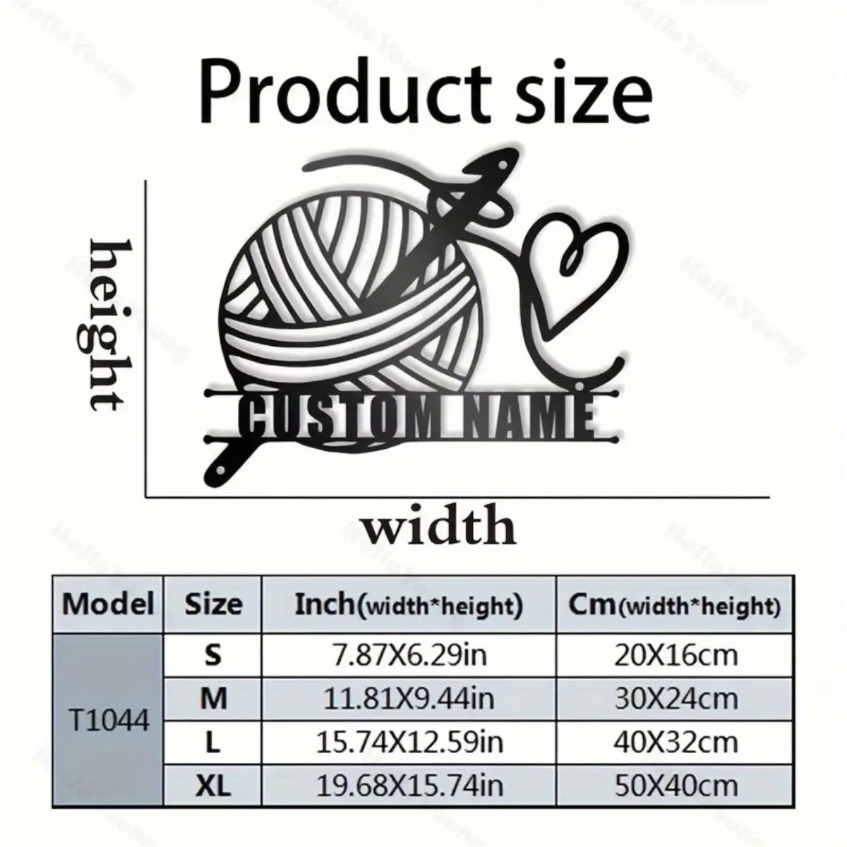 Knitting Yarn & Heart Metal Wall Art - Rustic Custom Name Sign, Hot Sale for Home Knitter Gift Christmas Decor