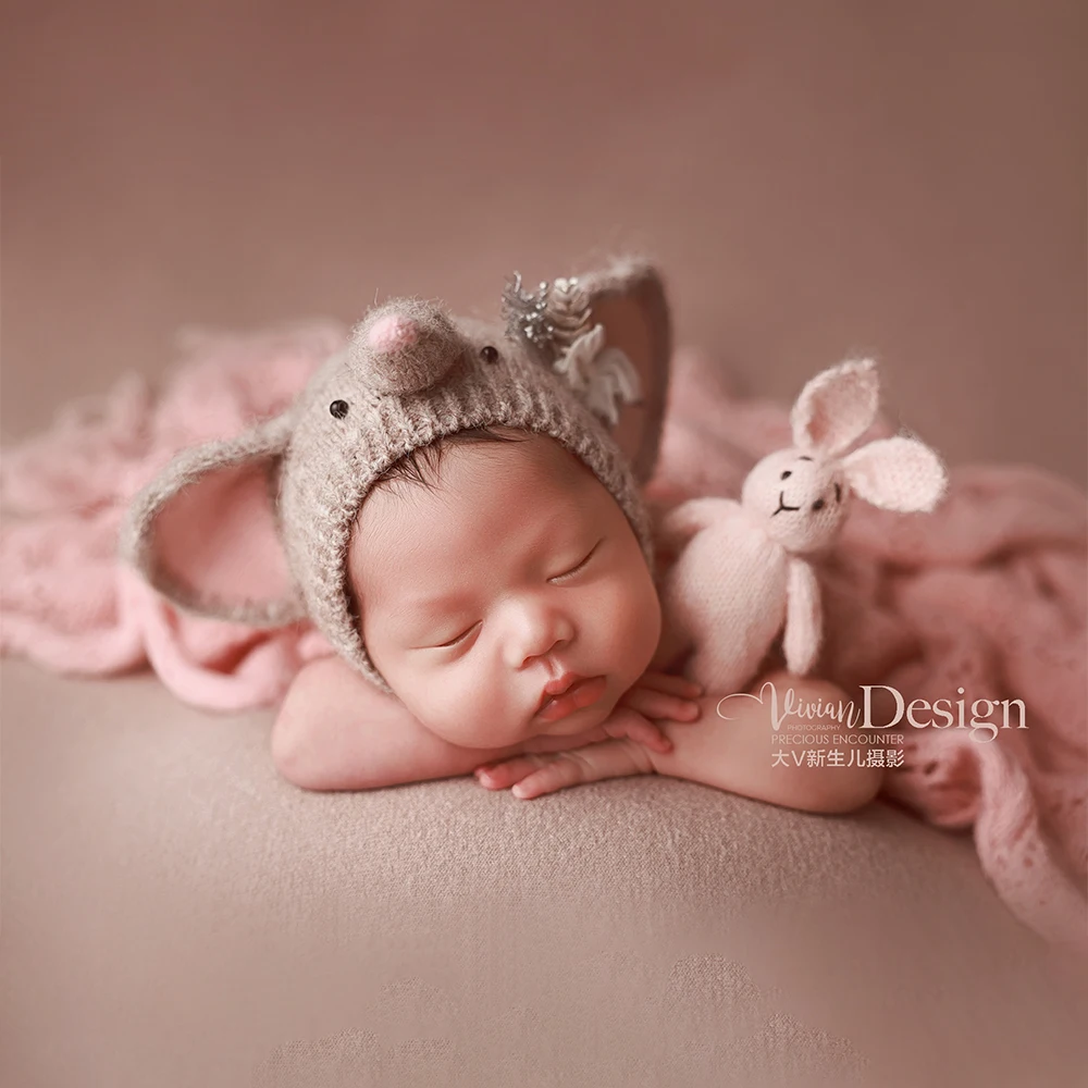 الوليد التصوير الدعائم محبوك يلتف قبعة الفيل الرمادي مع عقال نجمة القمر خلفية ديكور استوديو الصور تبادل لاطلاق النار الطفل الدعائم