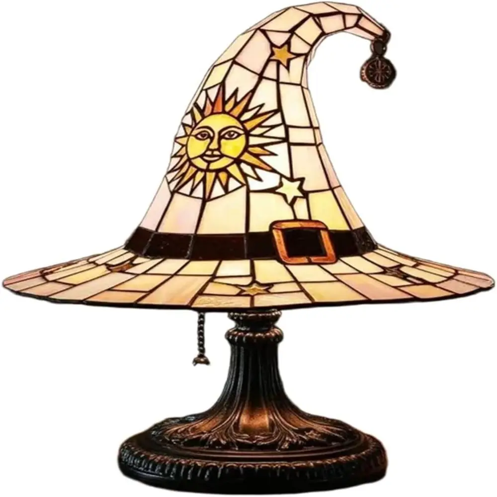 Colorful Witch Hat LED Table Lamp, Handmade Wizard Hat Shape Night Light Ornament ,Creative USB Socket Light Bedroom Decoration