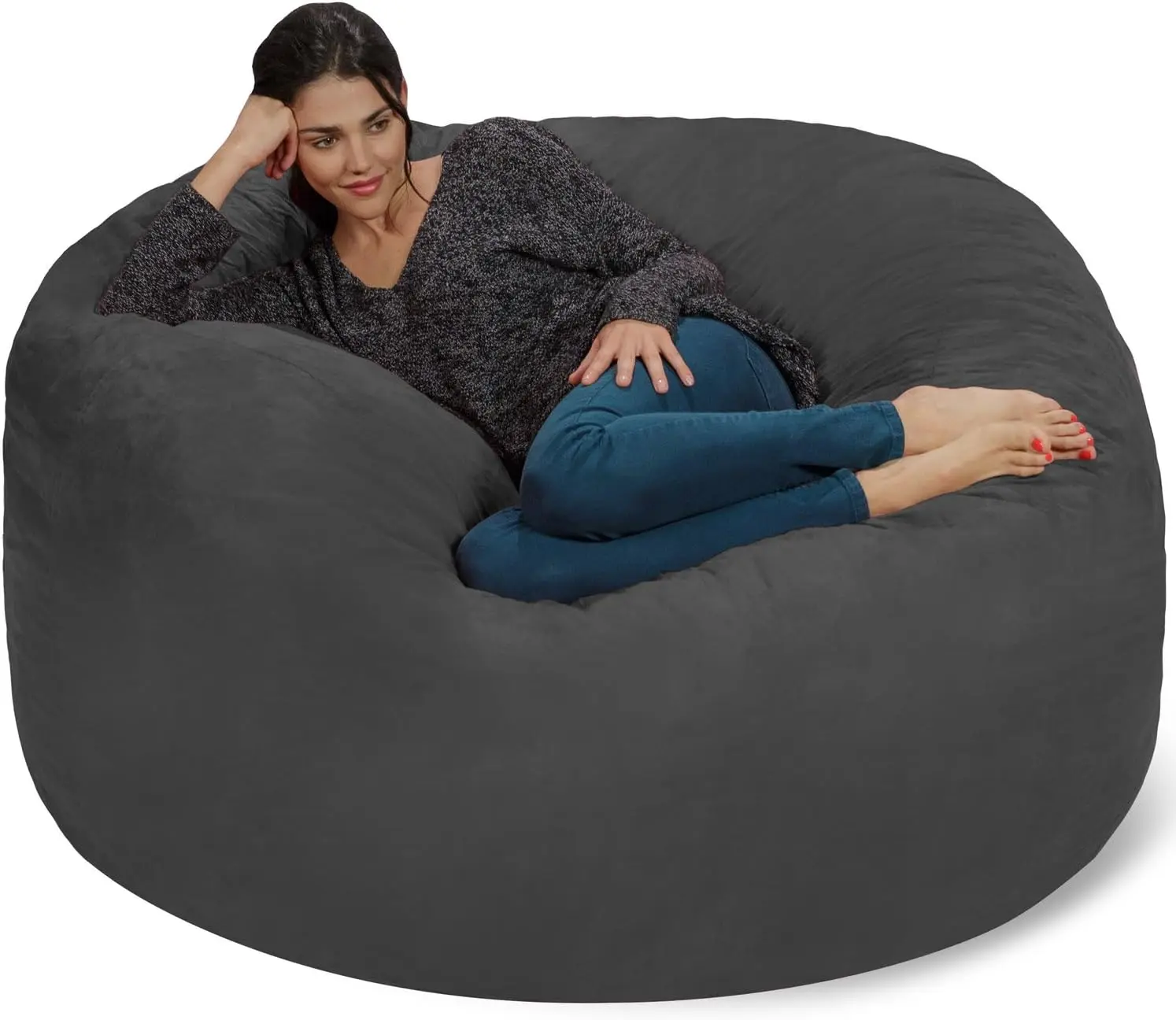 Silla tipo Bean Bag, mueble gigante de espuma viscoelástica, sofá grande con funda de microfibra suave, carbón vegetal